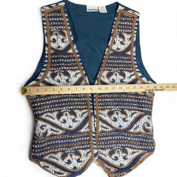 Vintage Newport News Boho Beaded Vest - Size M - Artsy Folk Western Festival - Picture 7 of 8